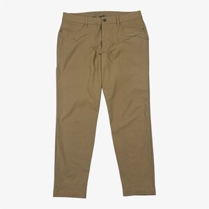 Lululemon Slim Fit ABC Warpstreme Pants Men 32x27 Khaki Tan Performance Gym Golf